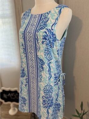 Lilly Pulitzer Blue & Aqua Pineapple-Print Sleeveless Mini Dress